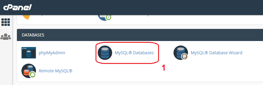 ایجاد دیتابیس در cpanel قسمت MySQL Databases
