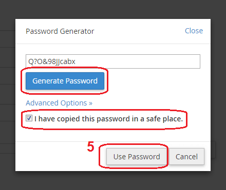 ایجاد رمز کاربر در cpanel از بخش password generator